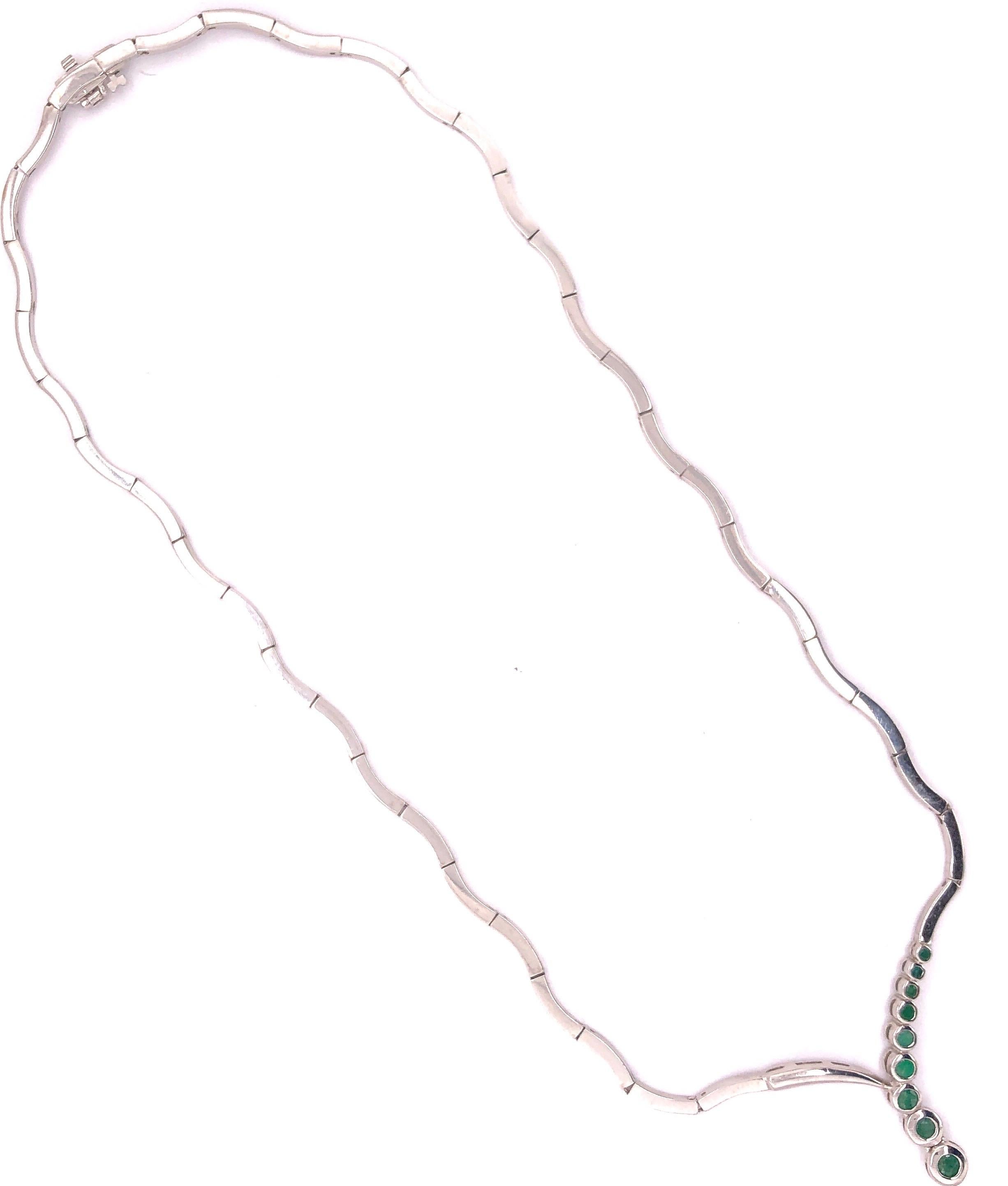 Modern 14 Karat White Gold Fashion Necklace with Round Emeralds For Sale
