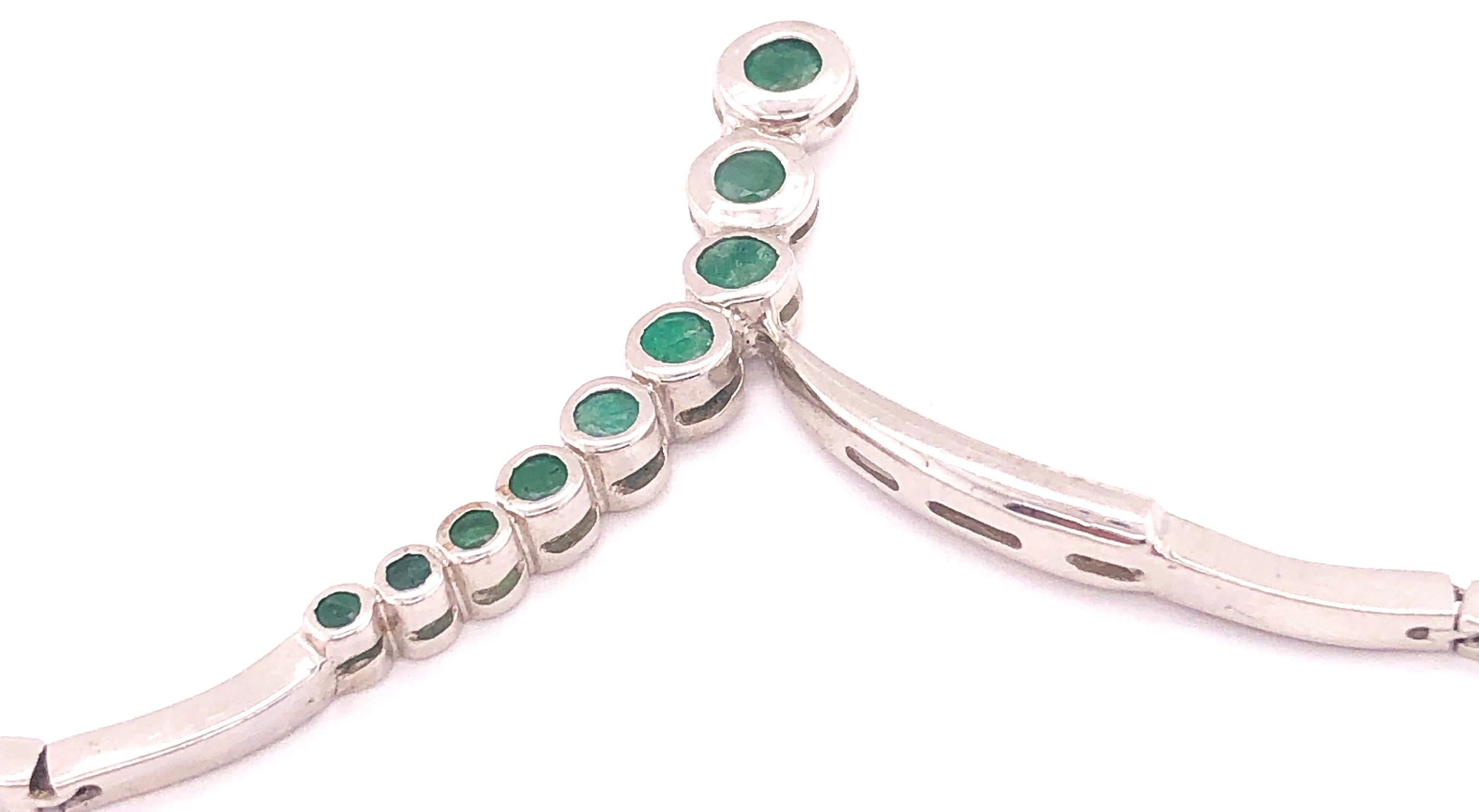 Round Cut 14 Karat White Gold Fashion Necklace with Round Emeralds For Sale
