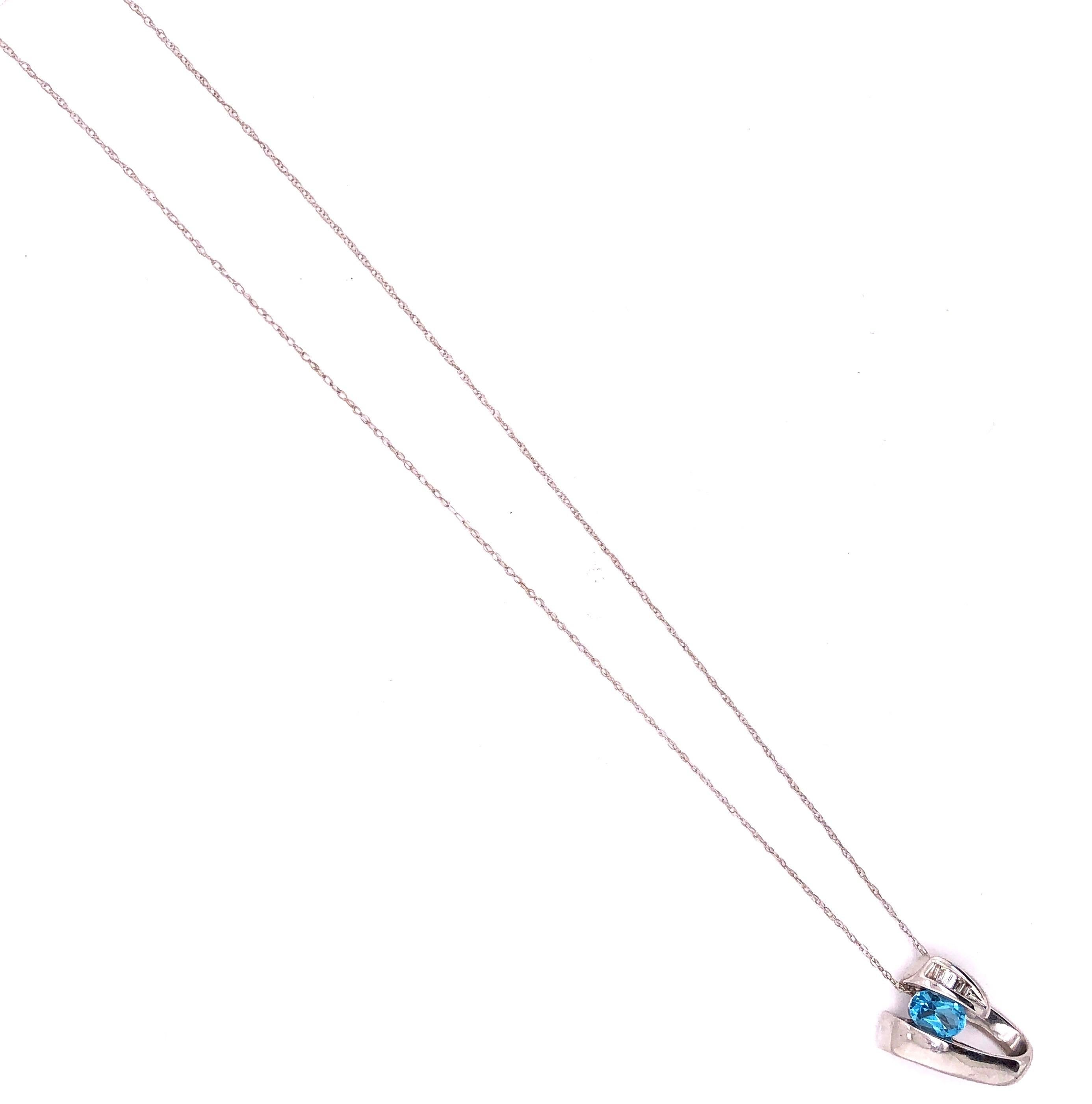 Moderno A Link in oro bianco 14 carati con topazio blu ovale e diamanti baguette in vendita
