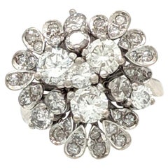 14 Karat White Gold 1.75 Carat Diamond Cluster Ring