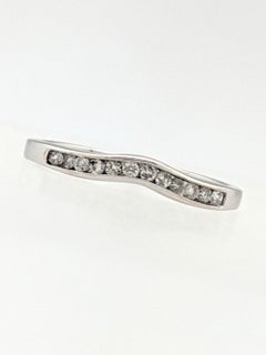 14 Karat White Gold .18 Carat Channel Set Diamond Curved Wedding Band Ring