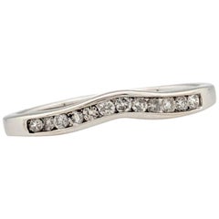 14 Karat White Gold .18 Carat Channel Set Diamond Curved Wedding Band Ring