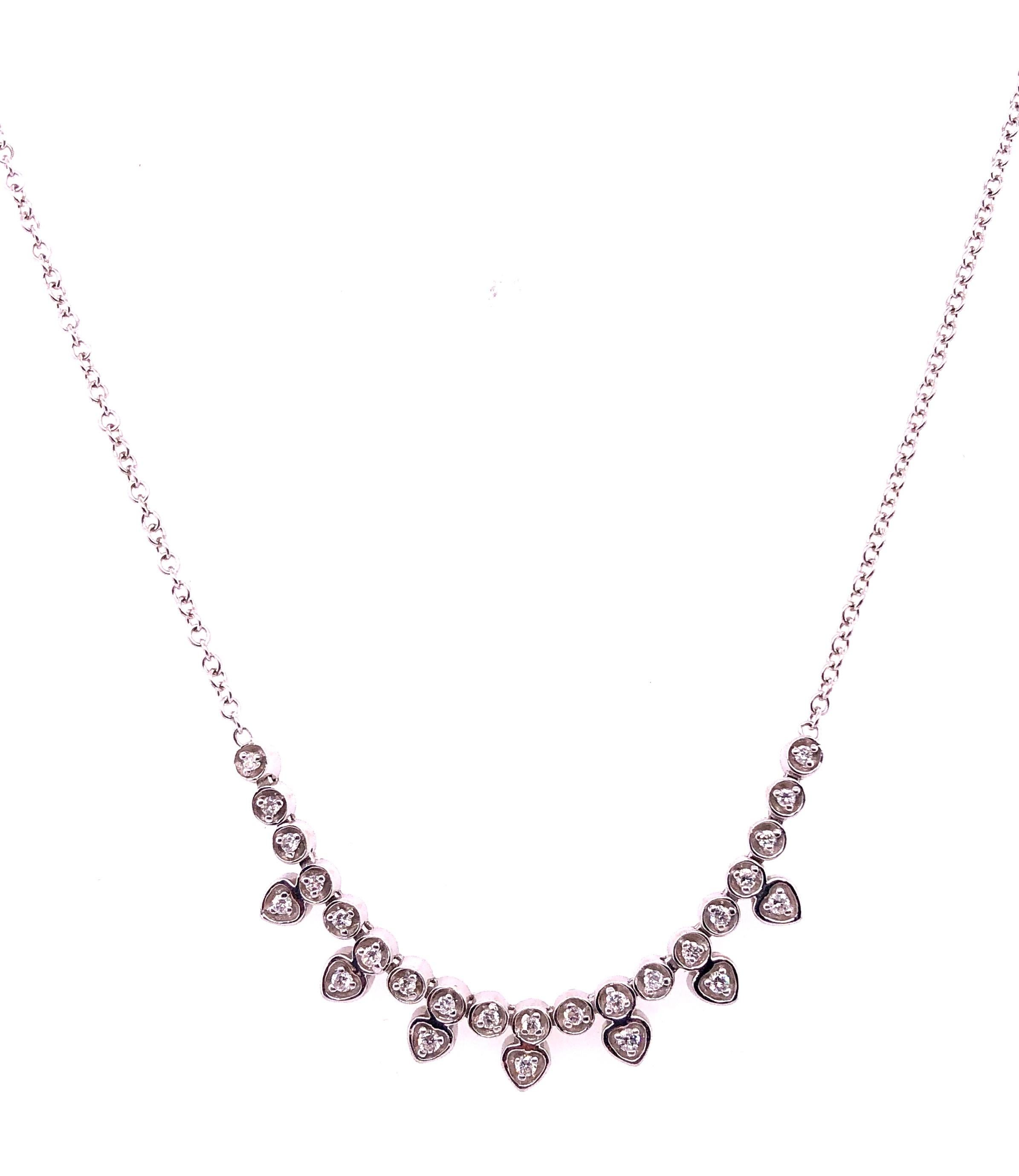 14 Karat White Gold Fancy Necklace with Diamonds In Good Condition For Sale In Manhasset, NY
