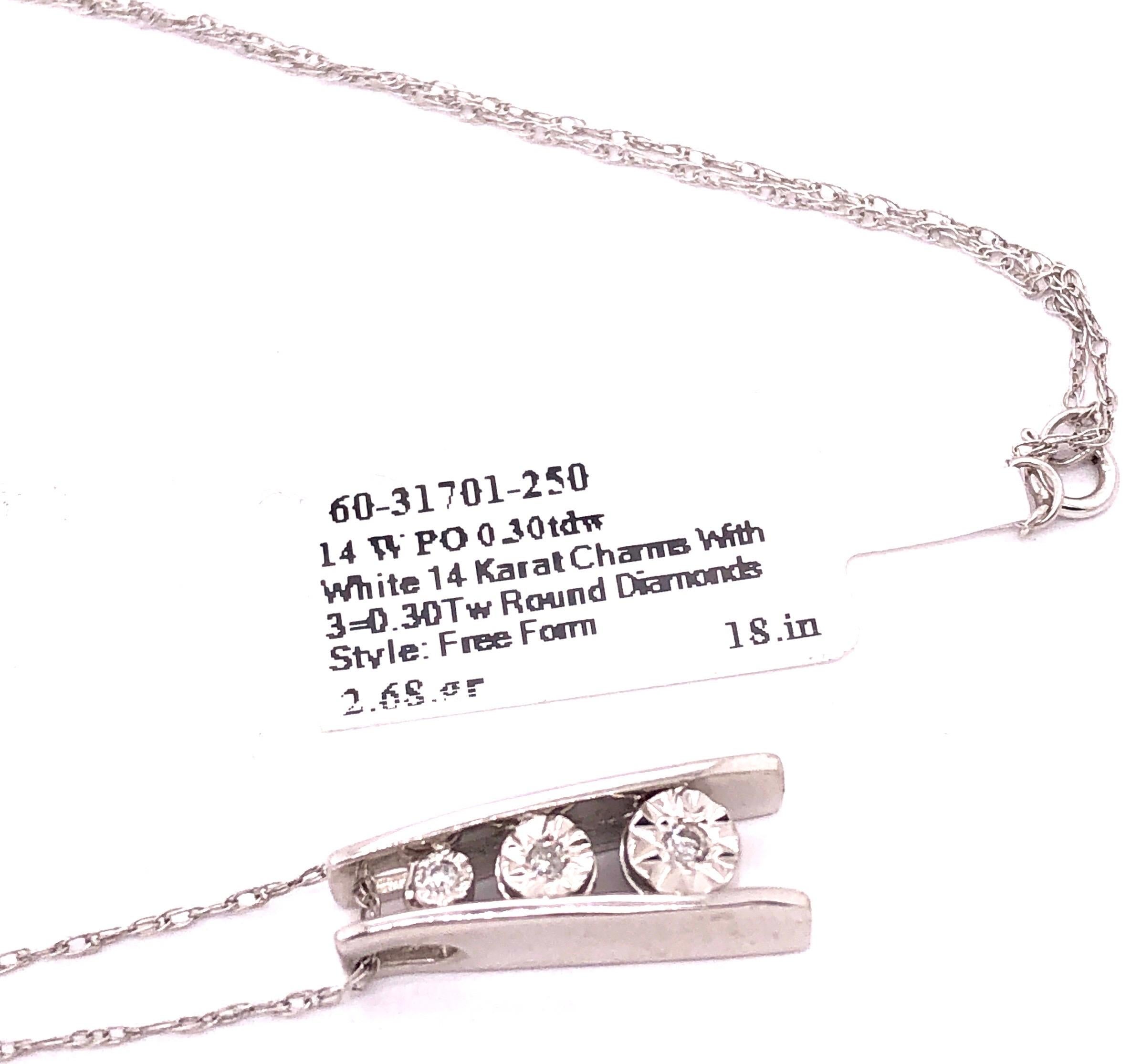 Women's or Men's 14 Karat White Gold Freeform Charms with Graduating Diamonds 0.30 TDW For Sale