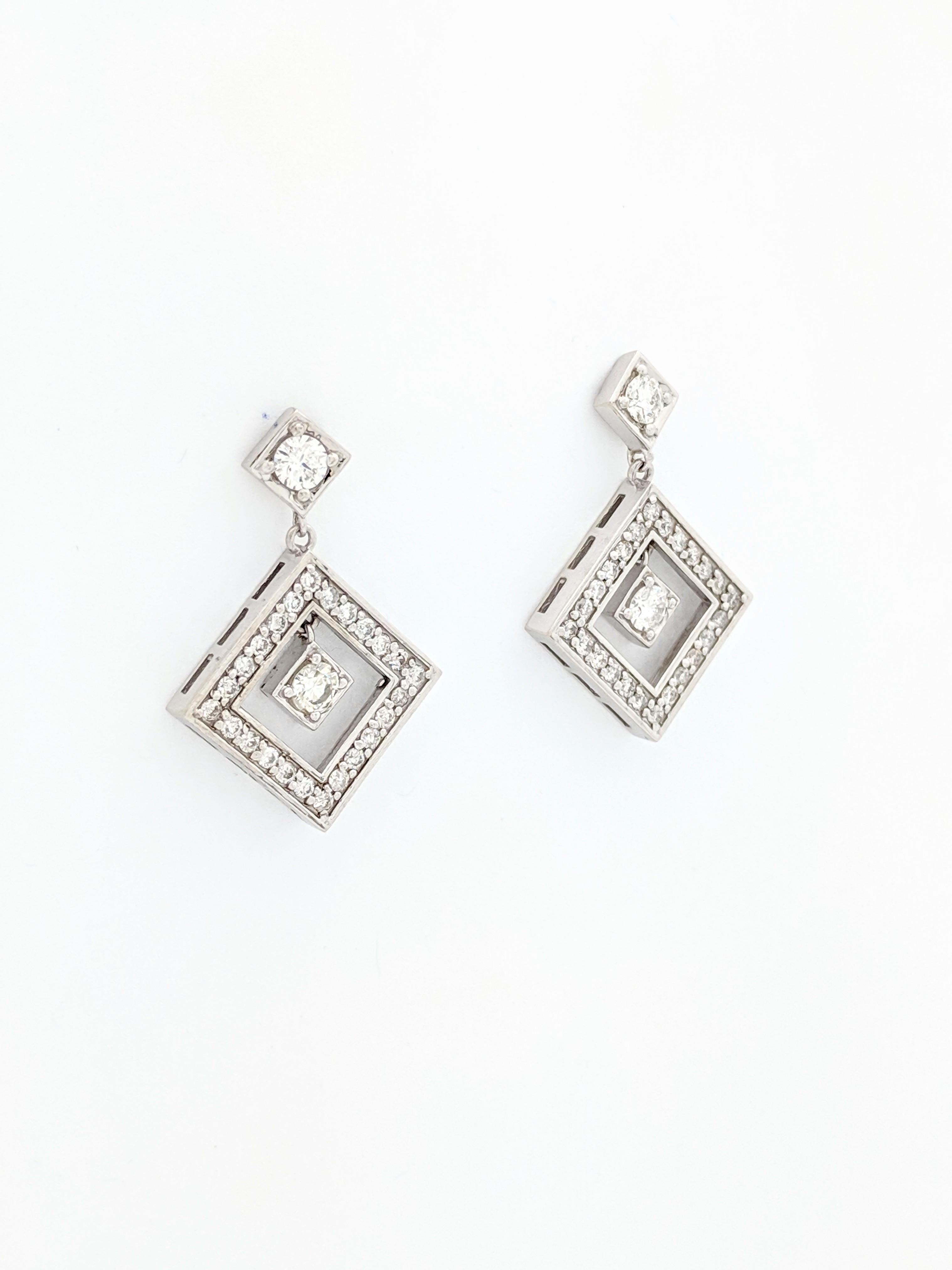 14K White Gold 1.80tcw Diamond Dangle/Drop Earrings SI2/H

You are viewing a gorgeous pair of diamond dangle/drop earrings.

These earrings are crafted from 14k white gold, weigh 7.1 grams, and measure 1 1/8