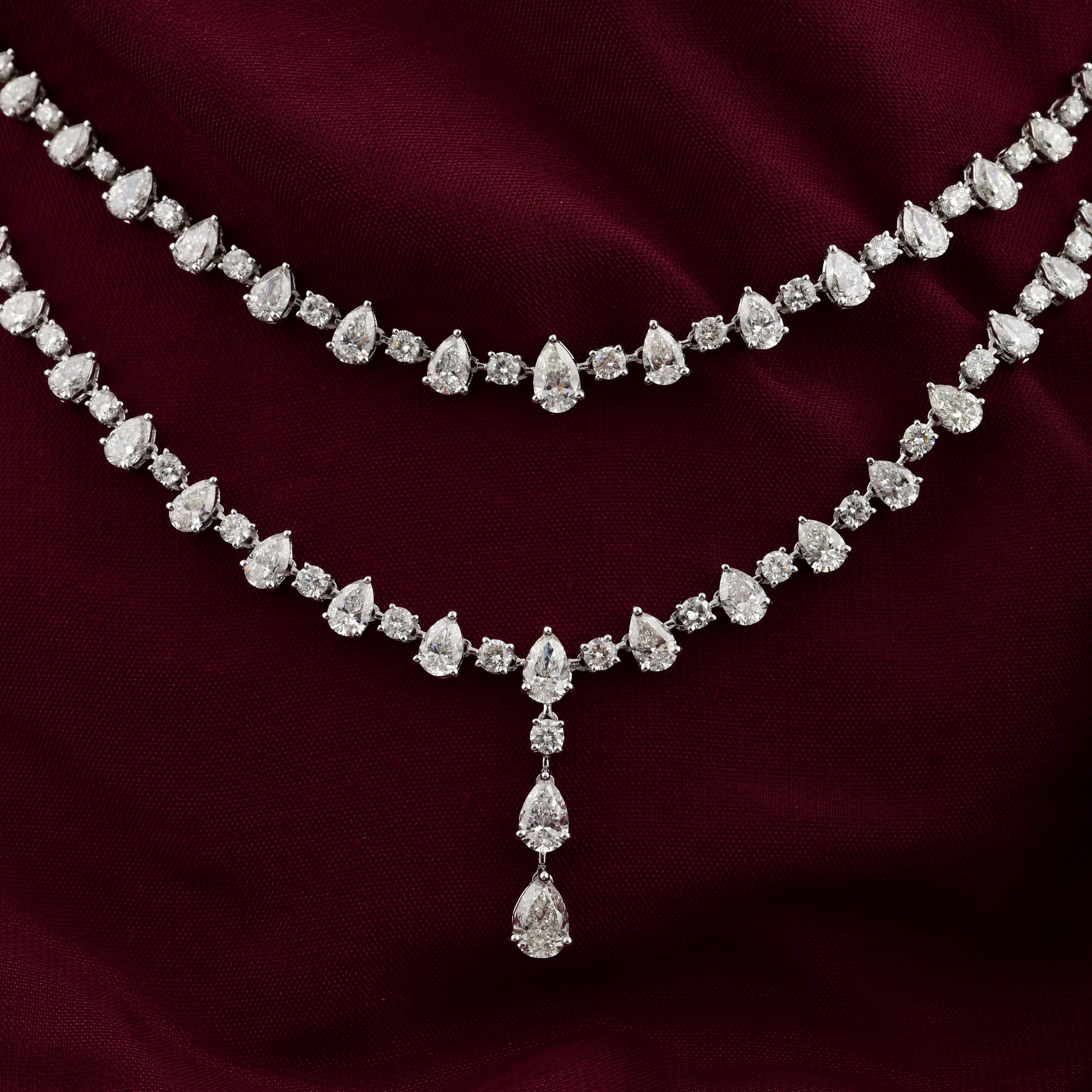 Oro blanco de 14 quilates 18,26 ct SI/H Collar de diamantes de dos vueltas Joyas de boda en Nuevo estado para la venta en Diera, Dubai