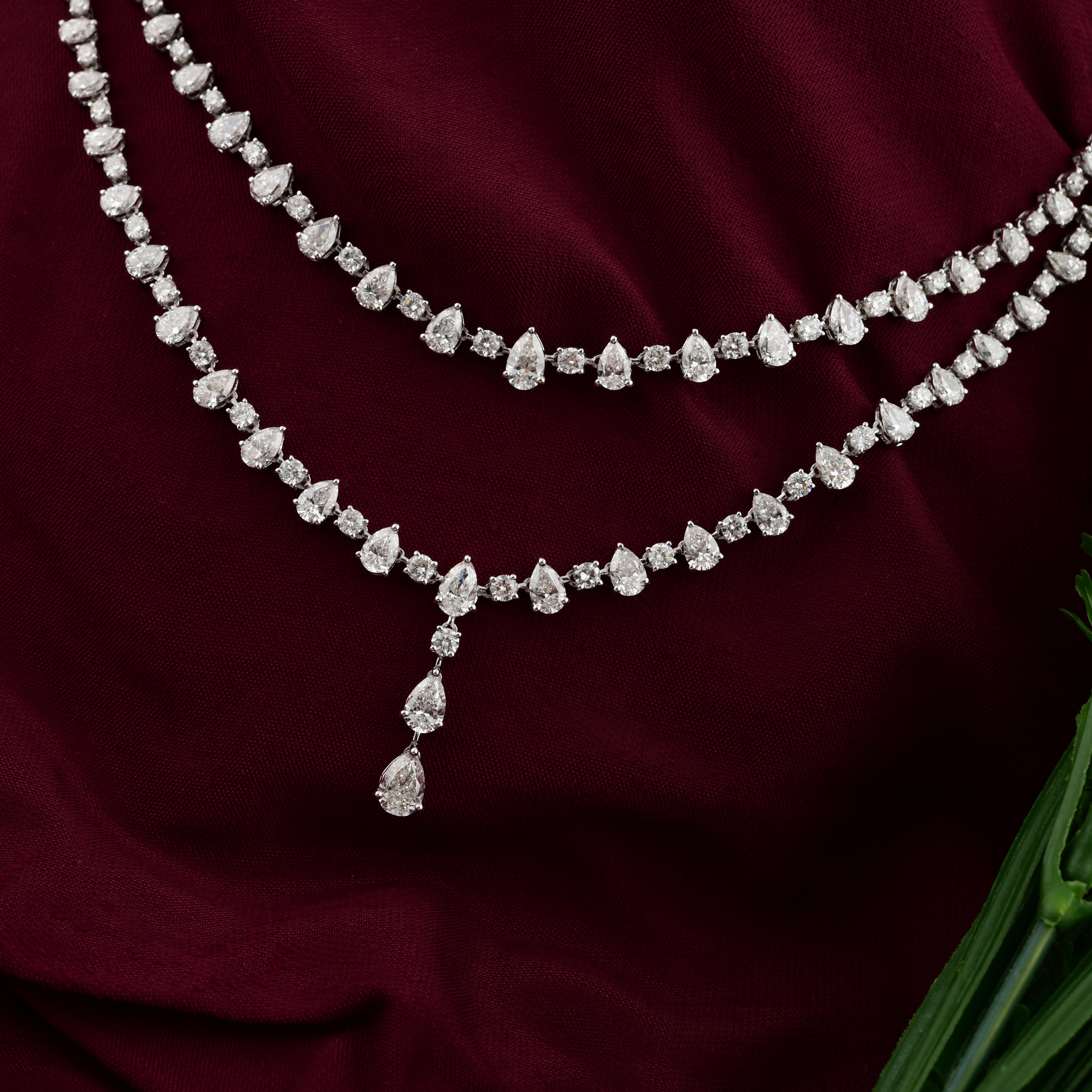 De las mujeres Oro blanco de 14 quilates 18,26 ct SI/H Collar de diamantes de dos vueltas Joyas de boda en venta