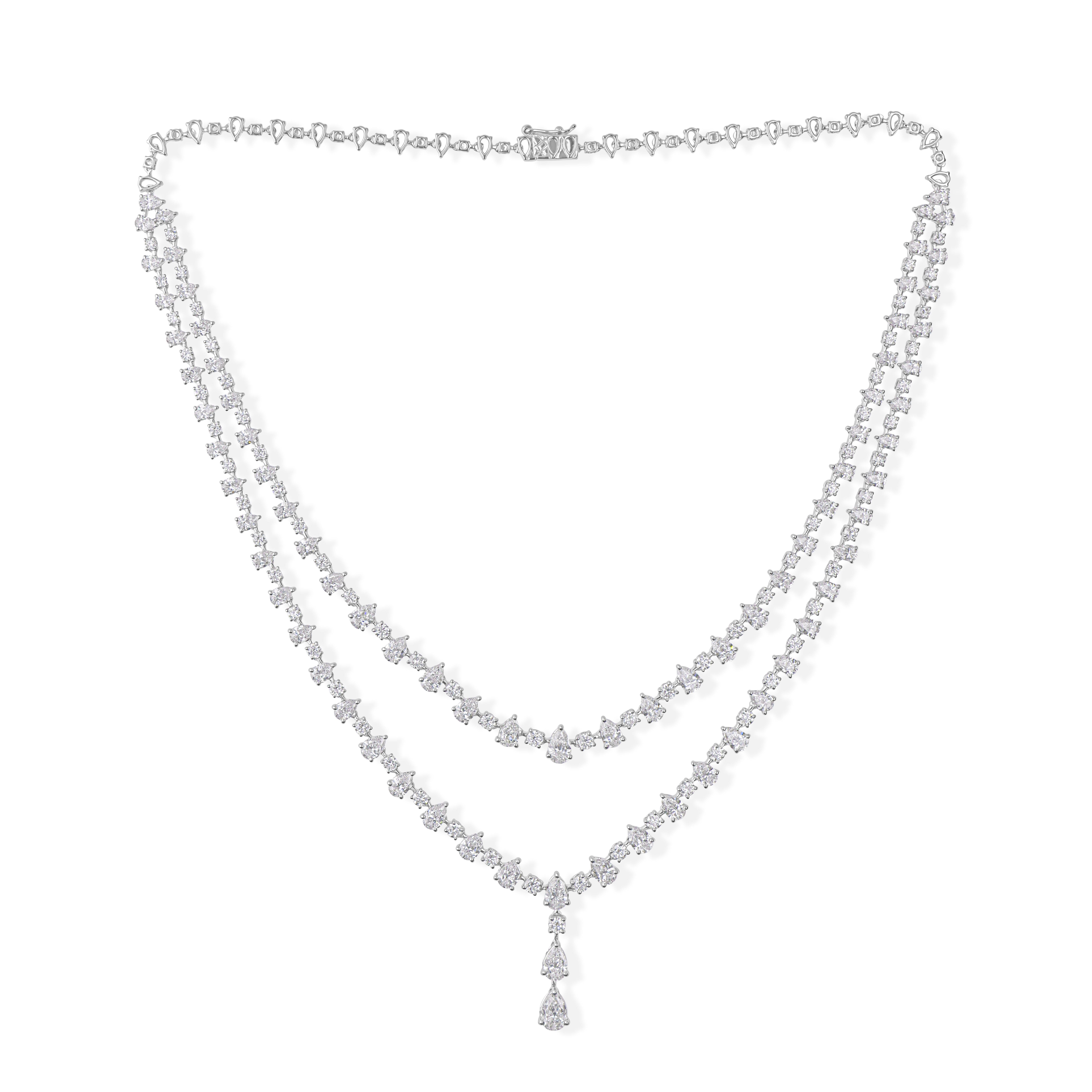 Oro blanco de 14 quilates 18,26 ct SI/H Collar de diamantes de dos vueltas Joyas de boda en venta 2