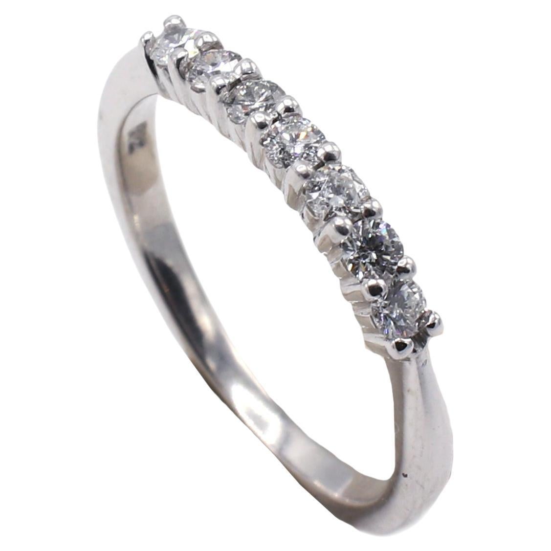 14 Karat White Gold .20 Carat Diamond 7 Stone Wedding Band Ring