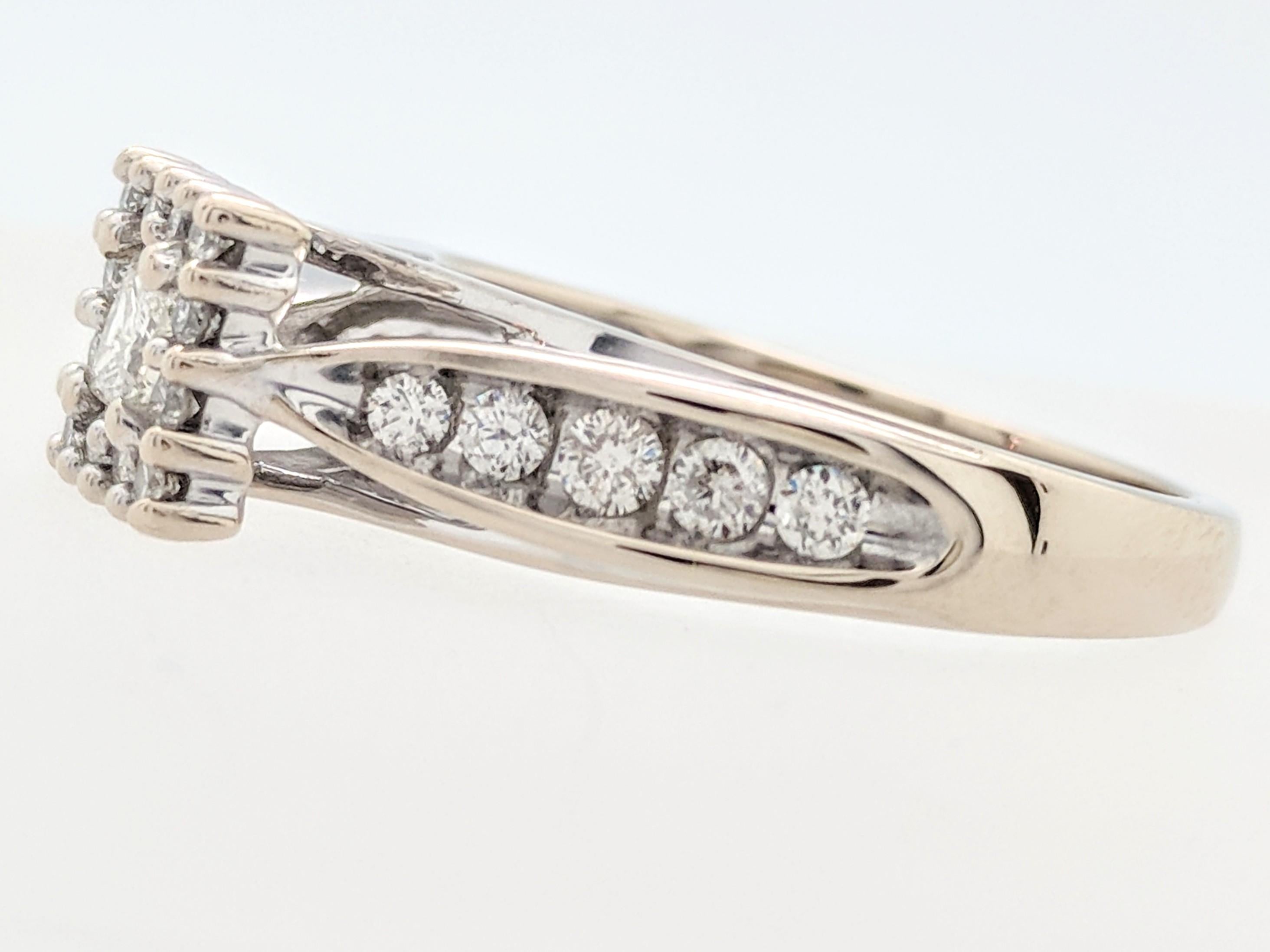 Women's 14 Karat White Gold .20 Carat Princess Cut Diamond Halo Engagement Ring