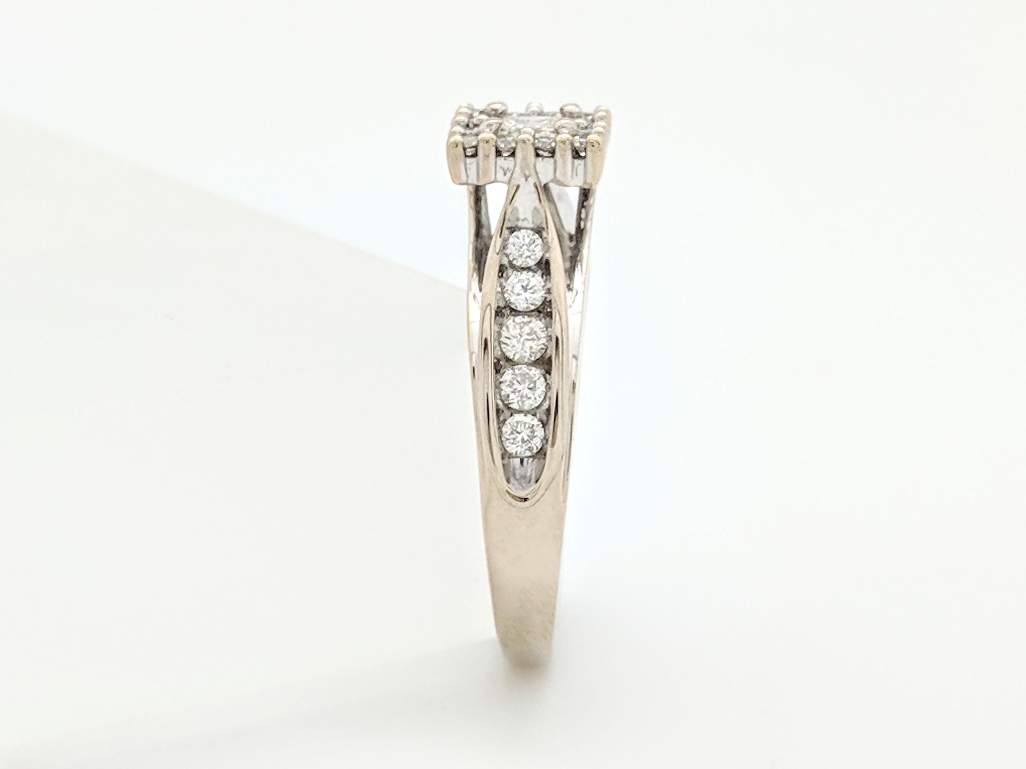 14 Karat White Gold .20 Carat Princess Cut Diamond Halo Engagement Ring 2