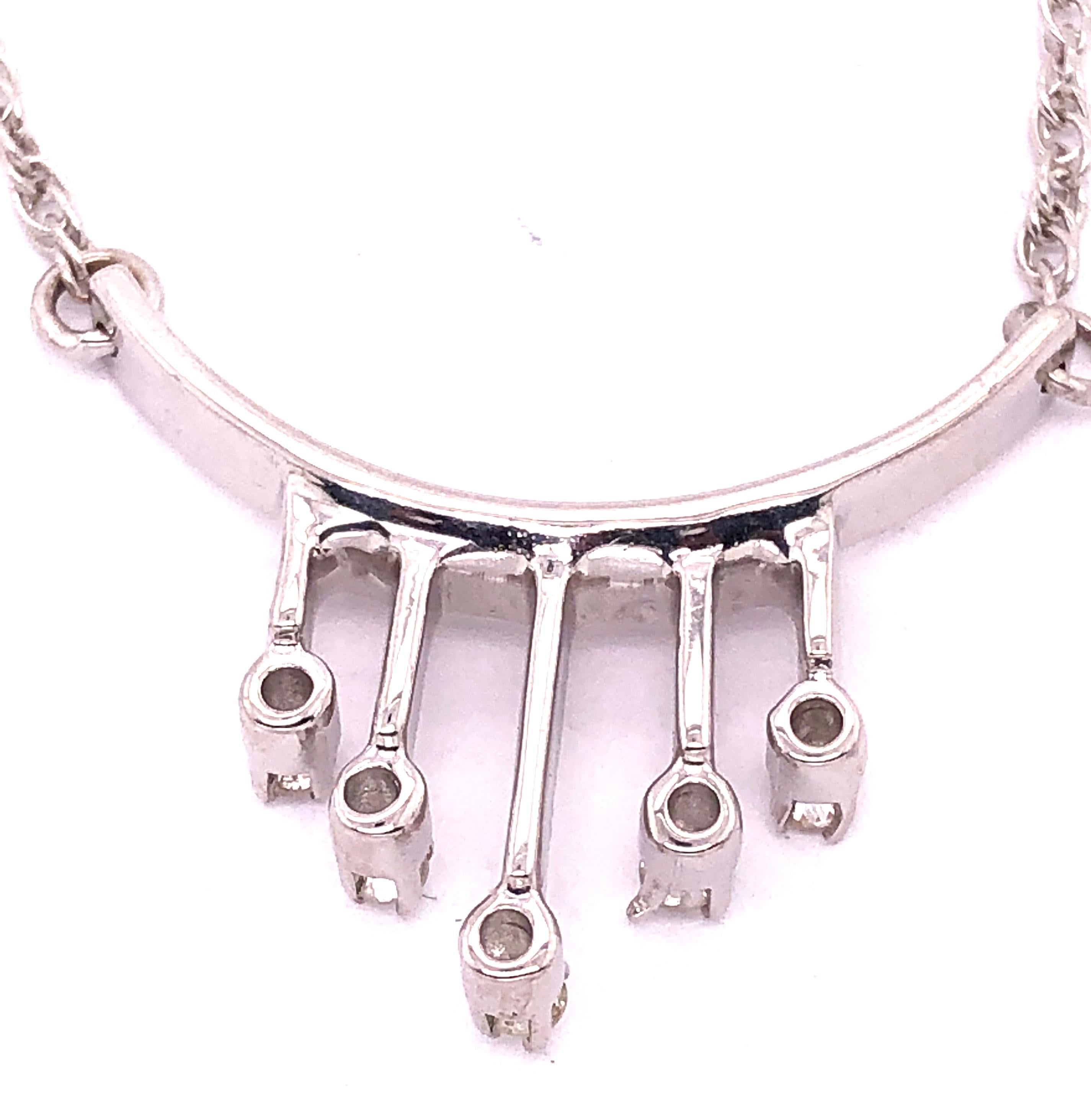 14 Karat White Gold Fancy Necklace with Diamonds For Sale 1