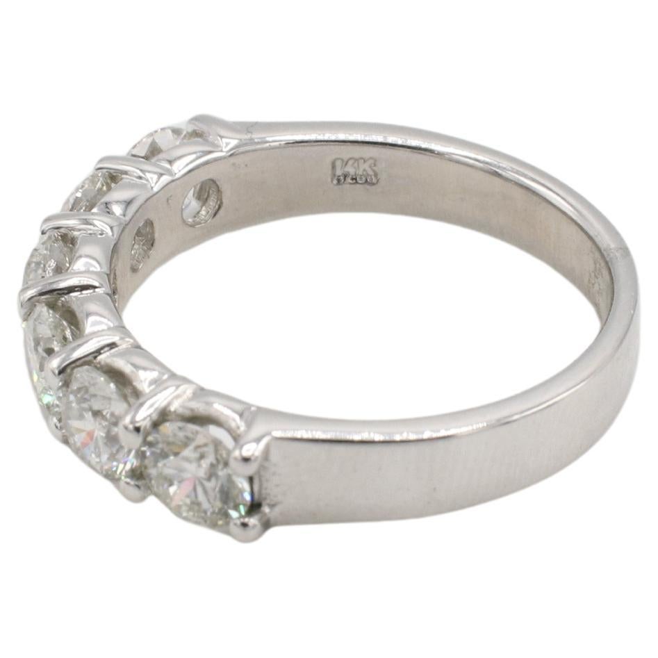 Modern 14 Karat White Gold 2.00 Carat Natural Diamond Half Round Wedding Band Ring For Sale