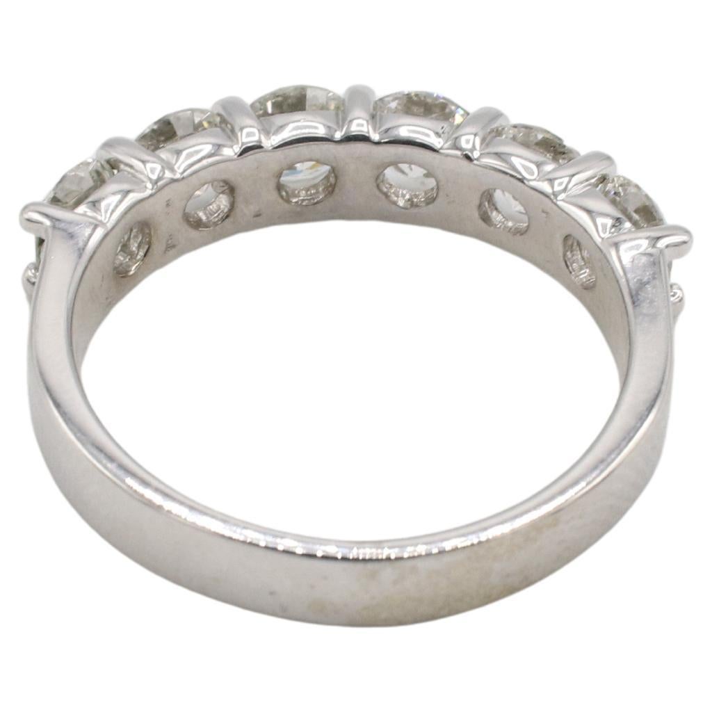 Round Cut 14 Karat White Gold 2.00 Carat Natural Diamond Half Round Wedding Band Ring For Sale
