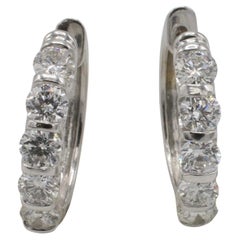 14 Karat White Gold 2.00 Carat Natural Diamond Huggie Hoop Earrings