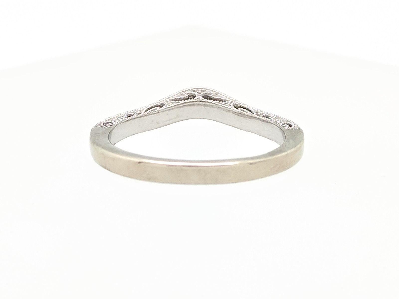 14 Karat White Gold .21 Carat Pave Diamond Curved Wedding Band Ring 2
