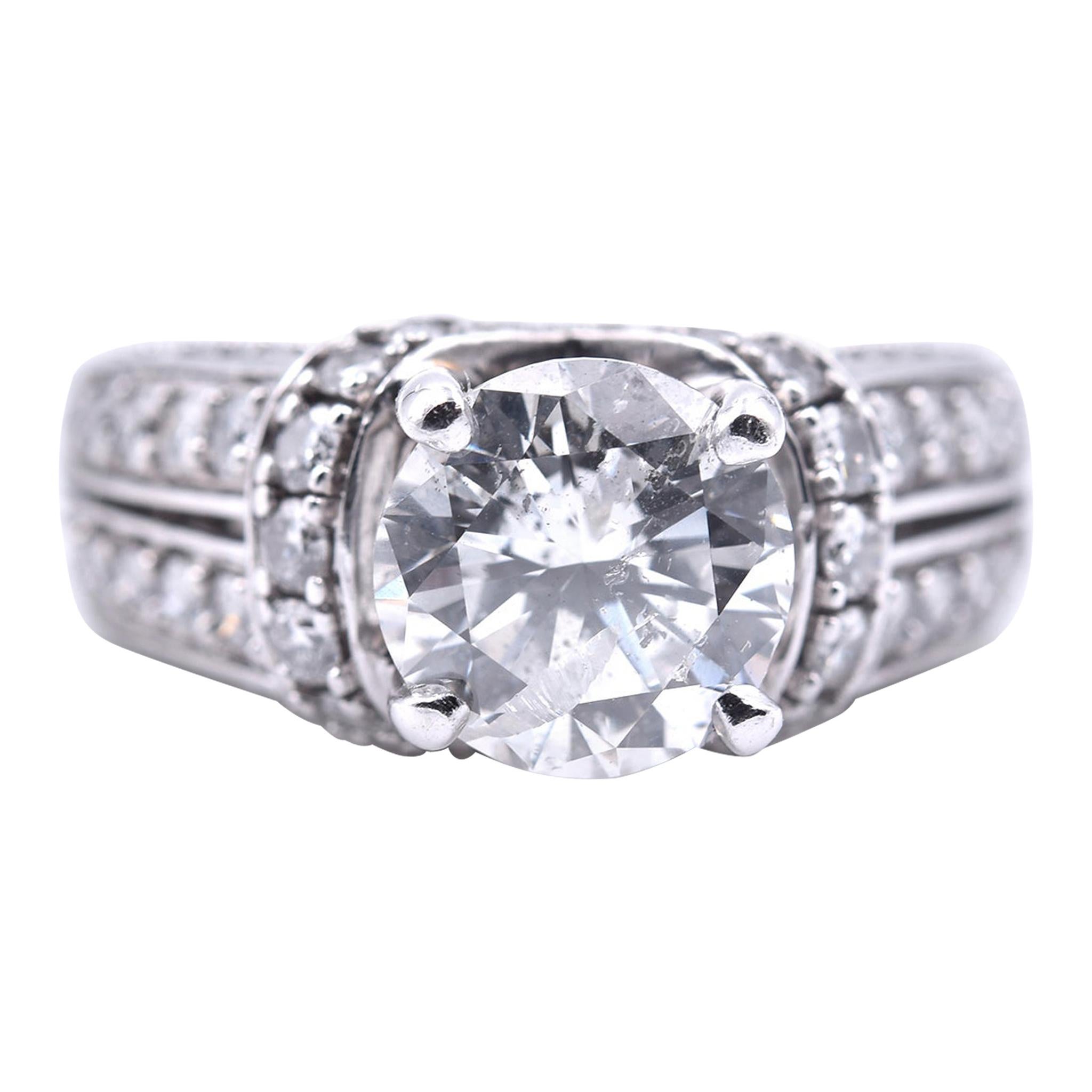 14 Karat White Gold 2.10 Carat Diamond Engagement Ring