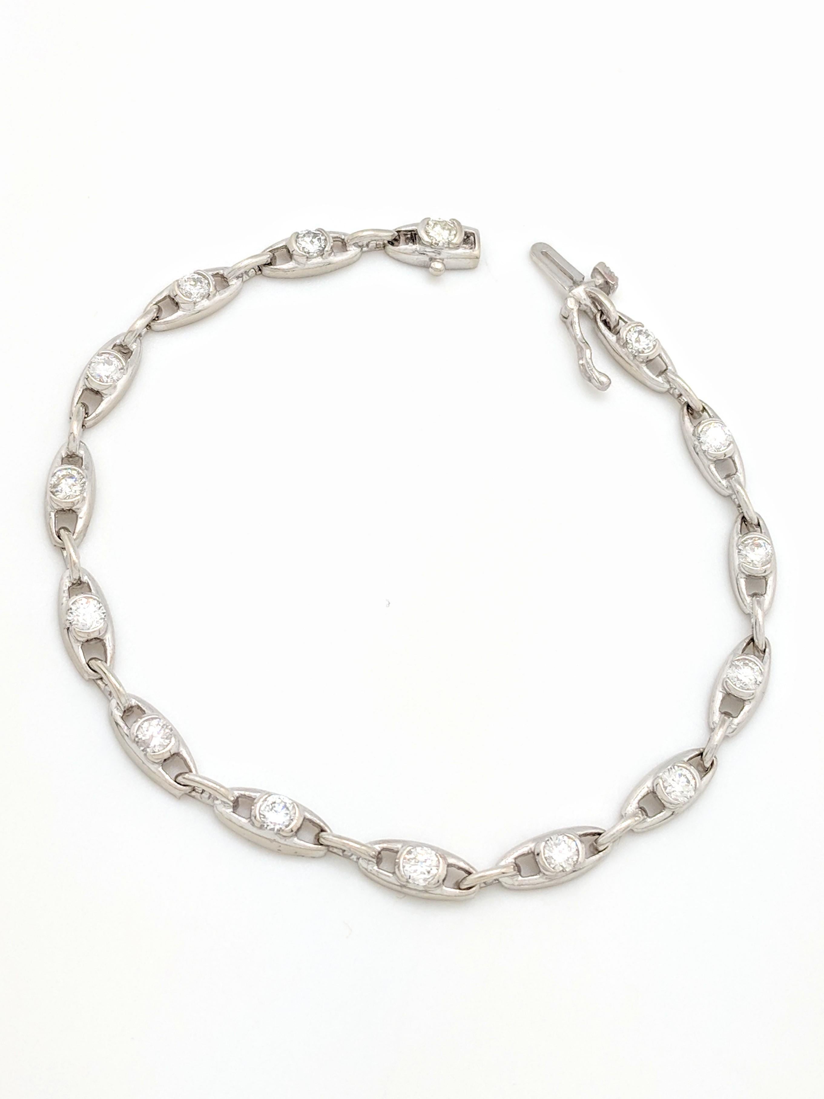 14k White Gold 2.25ctw Diamond Tennis Bracelet

You are viewing a Beautiful Diamond Tennis Bracelet that is sure to make a statement!

The bracelet is crafted from 14k white gold, measures 4.5mm in width and weighs 9.6 grams. It features (15) .15ct