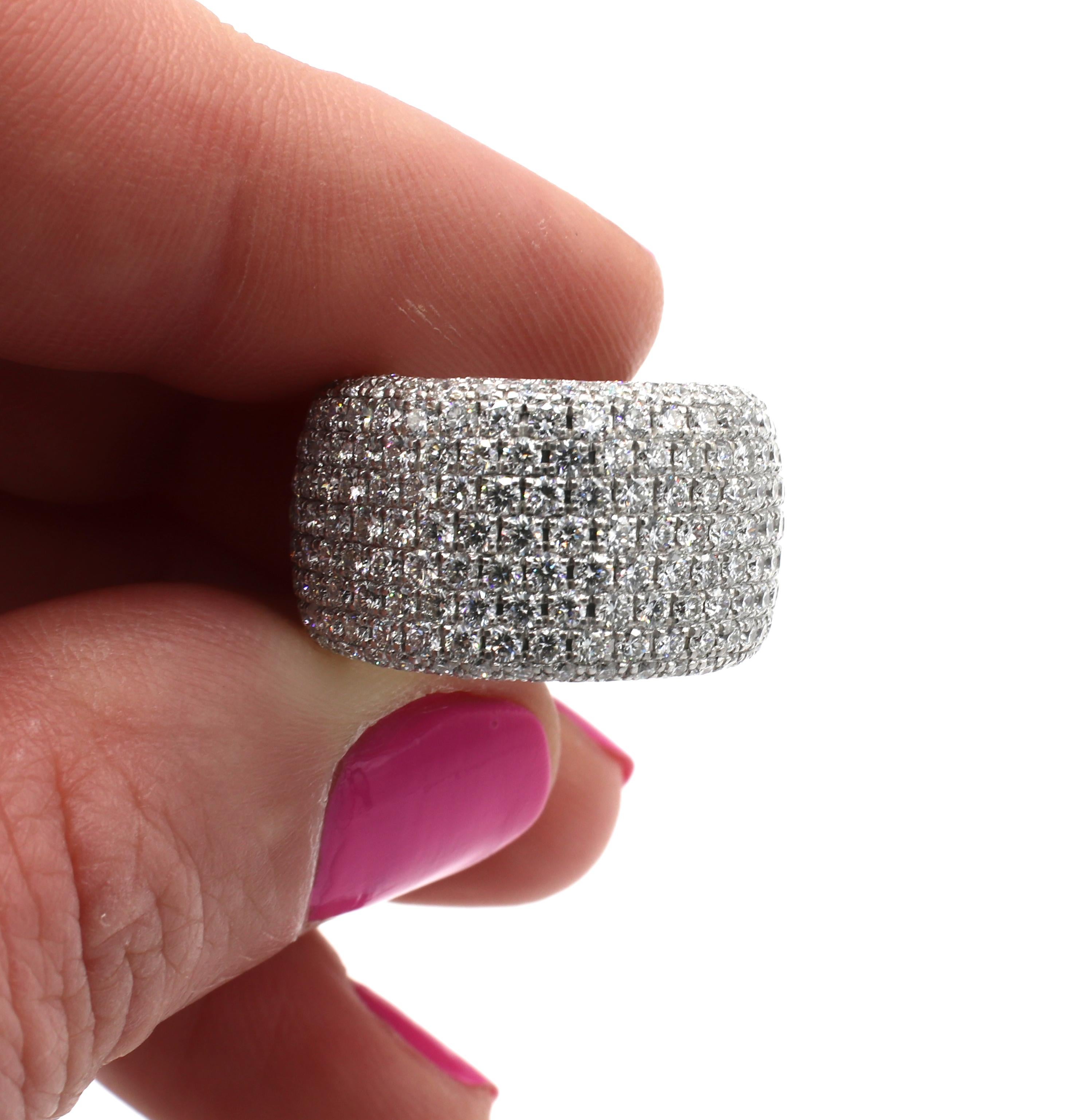 14 Karat White Gold 2.25 Carat Pave Diamond Wide Band Ring In Excellent Condition In  Baltimore, MD