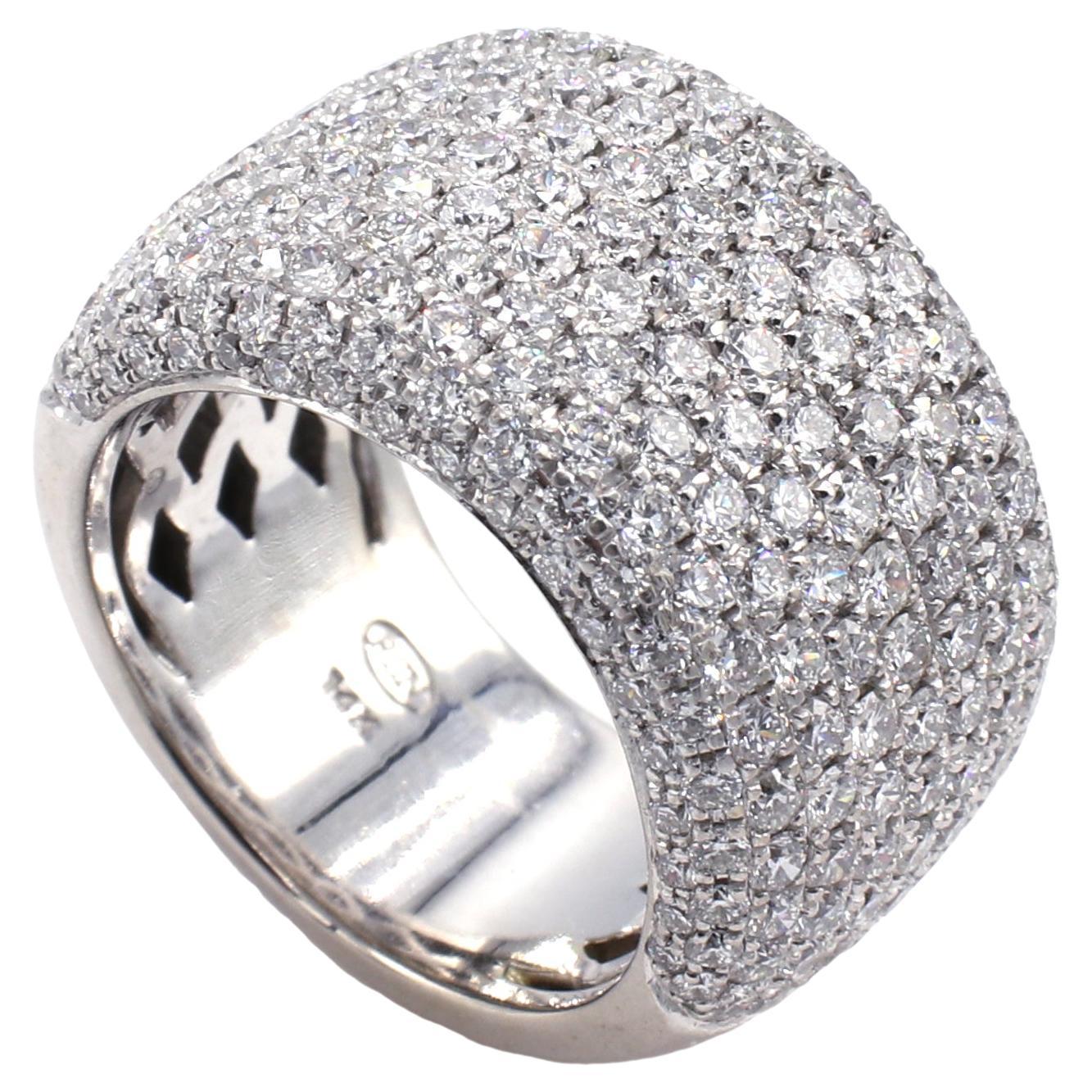 14 Karat White Gold 2.25 Carat Pave Diamond Wide Band Ring