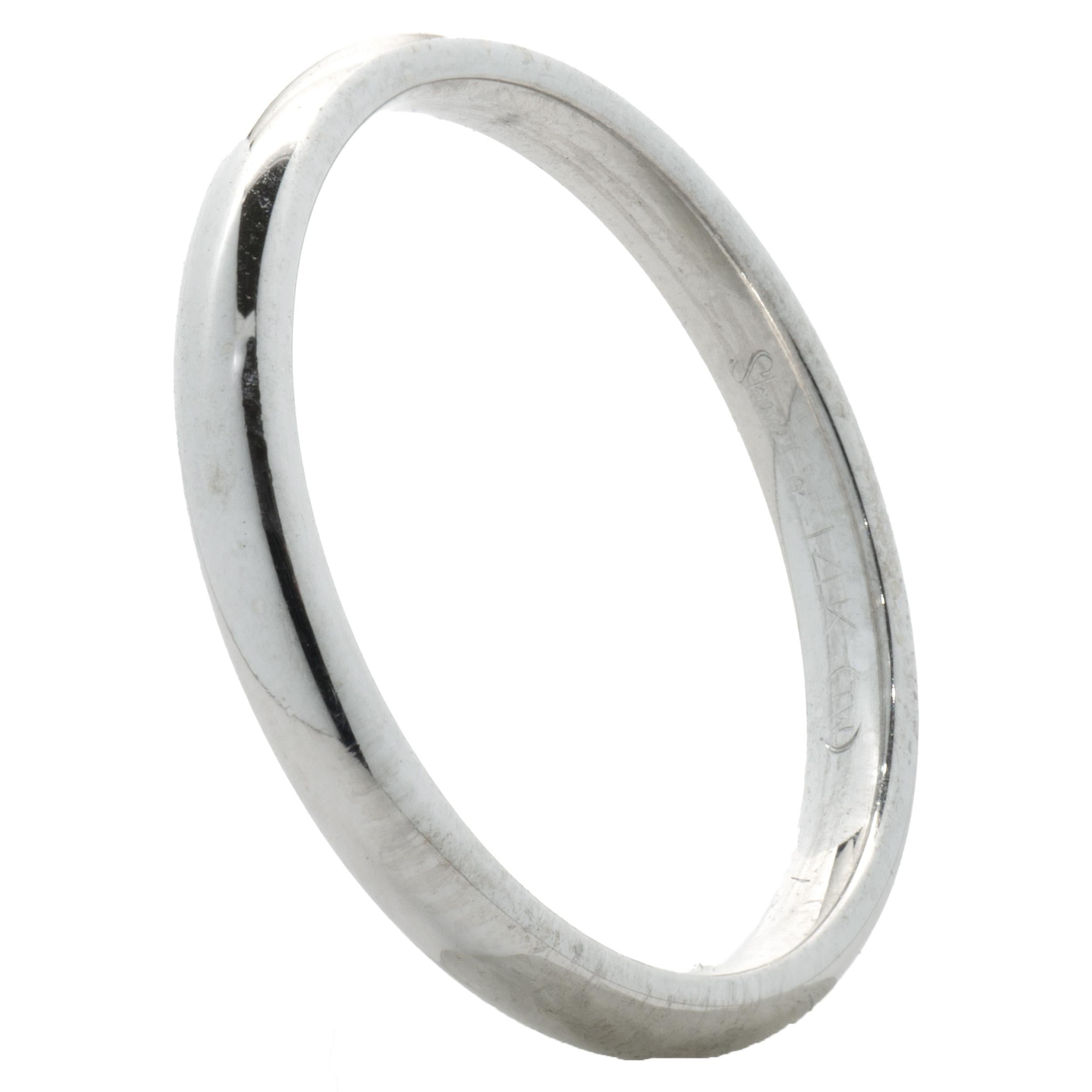 Designer: custom
Material: 14K white gold
Dimension: ring measures 2.2mm wide
Size: 5.5
Weight: 1.75 grams
