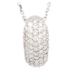 14 Karat White Gold 2.36 Carat Pave Diamond Sliding Pendant Necklace
