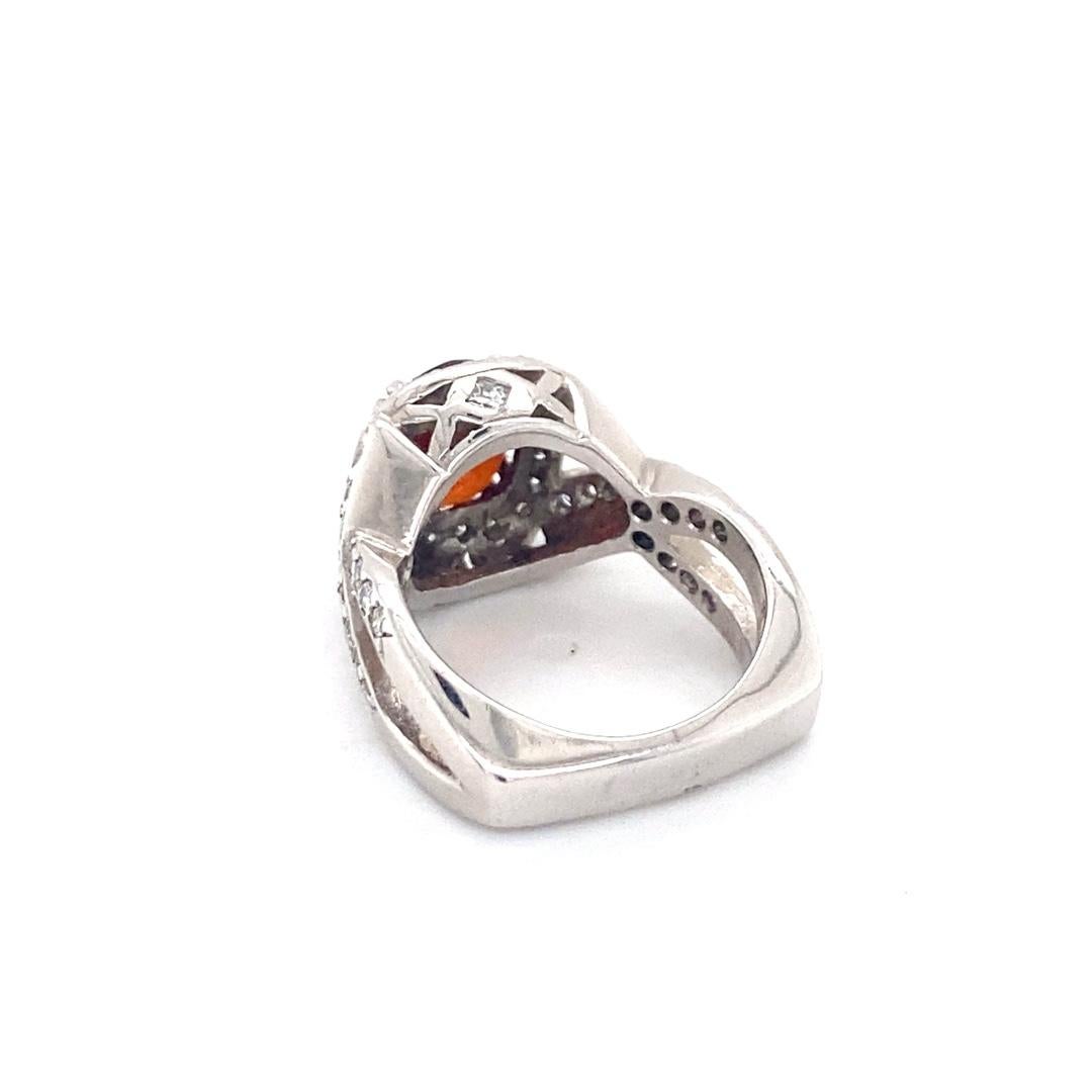 14 Karat White Gold 2.40 Carat Garnet Diamond Ring In New Condition For Sale In Bossier City, LA