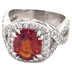 14 Karat White Gold 2.40 Carat Garnet Diamond Ring