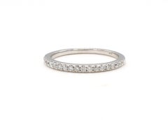 14 Karat White Gold .25 Carat Half Diamond Thin Wedding Band Stackable Ring