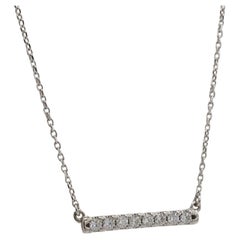 14 Karat White Gold .25 Carat Natural Diamond French-Set Bar Necklace