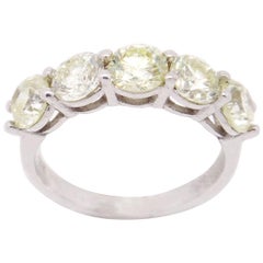 14 Karat White Gold 2.50 Carat Five-Stone Round Diamond Ring