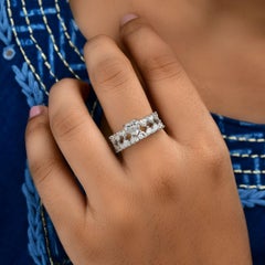 14 Karat White Gold 2.54Ct Natural Diamond Heart Band Ring For Women