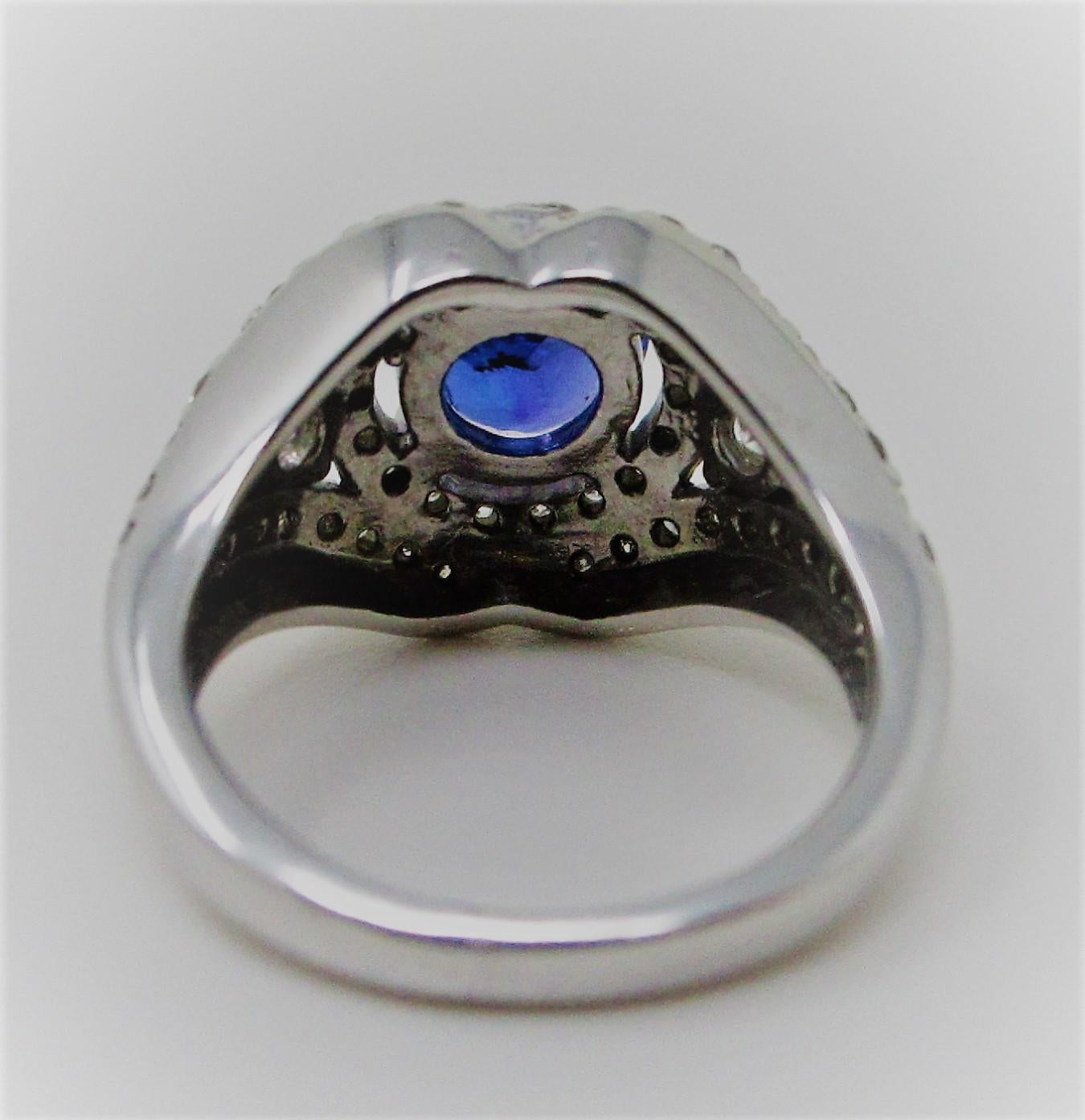 14 Karat White Gold 2.63 Carat Tanzanite 0.70 Carat Diamond Ring For Sale 3