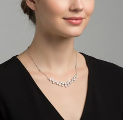 14 Karat White Gold 2.67Ct Natural Round Brilliant Cut Diamond Cluster Necklace