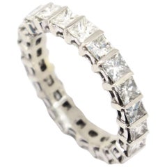 14 Karat White Gold 2.80 Carat Princess Cut Diamond Eternity Band