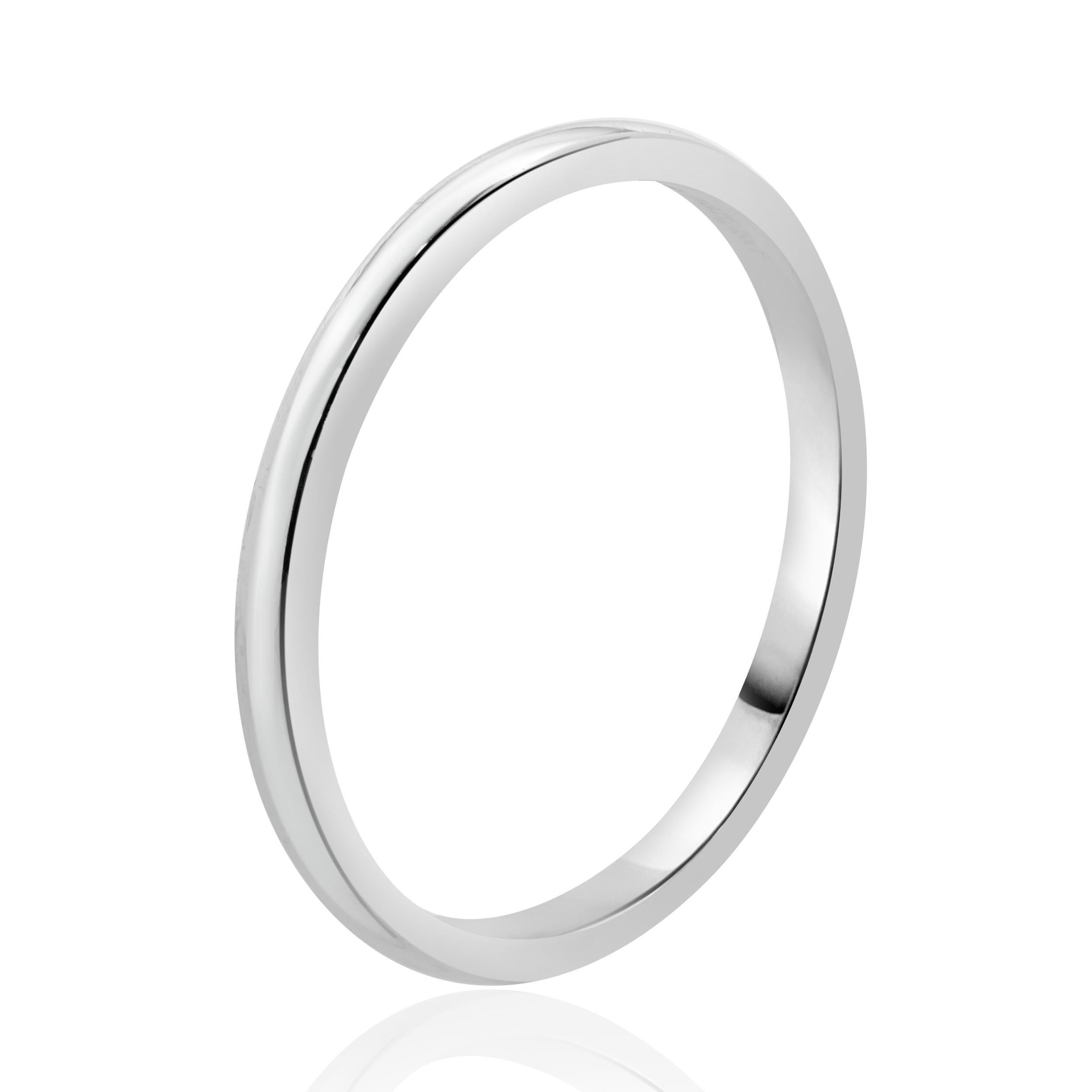 Designer: custom
Material: 14K white gold
Dimensions: ring measures 2mm wide
Weight: 1.75 grams
Size: 8 (complimentary sizing available)

410-345