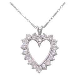 14 Karat White Gold 3 Carat Dazzling Diamond Heart Pendant Necklace
