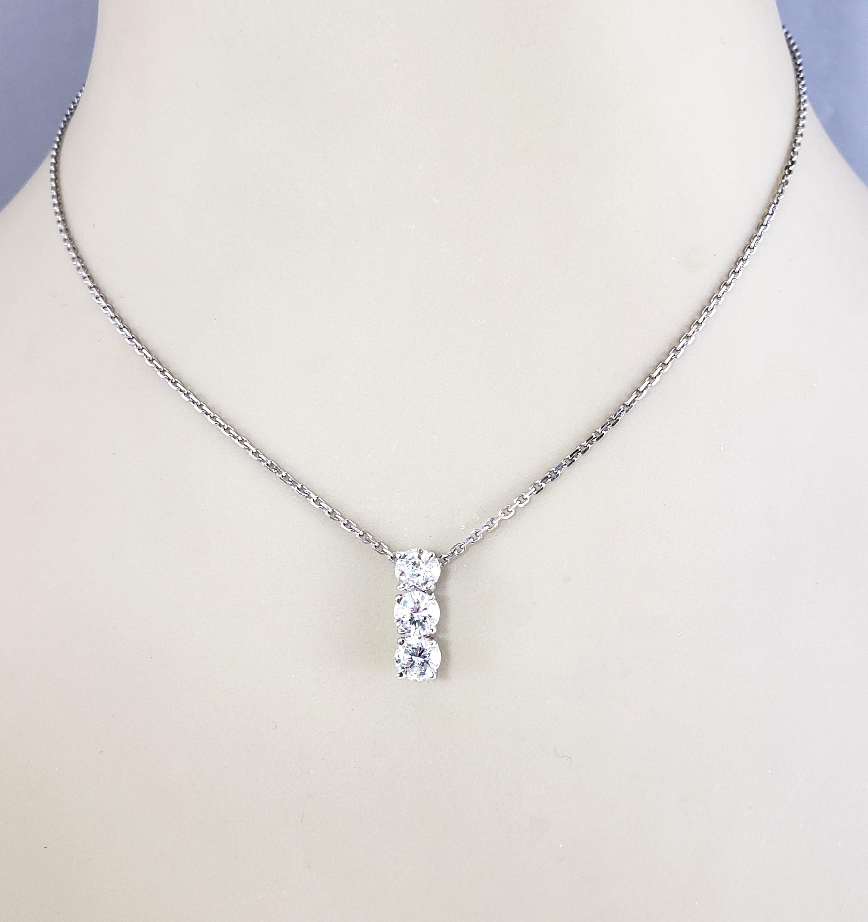 14 Karat White Gold 3 Diamond Pendant Necklace #16108 For Sale 1