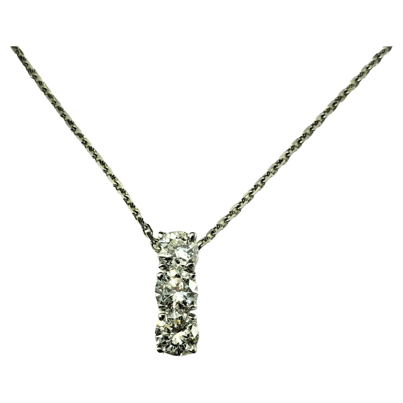 14 Karat White Gold 3 Diamond Pendant Necklace #16108 For Sale