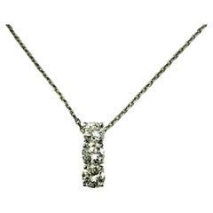 Collar Colgante 3 Diamantes Oro Blanco 14 Kilates #16108