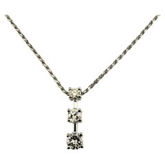 14 Karat White Gold 3 Diamond Pendant Necklace #18916