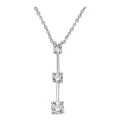 14 Karat White Gold 3 Diamond Pendant Necklace