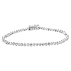 14 Karat White Gold 3-Prong Set Round Diamond Inline Bracelet 7.0"