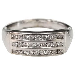 14 Karat White Gold 3-Row Channel Set Diamond Ring with "Arthritic Lock"