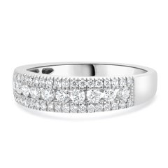 14 Karat White Gold 3 Row Diamond Band