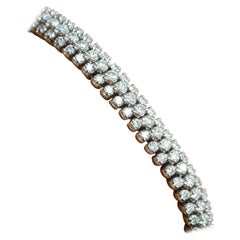 14 Karat White Gold 3-Row Diamond Tennis Bracelet 6.50 Carat