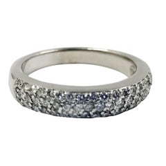 14 Karat White Gold 3-Row Micropave Round Diamond Band