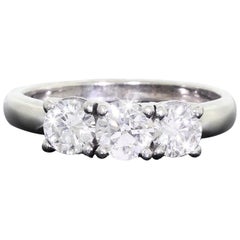 14 Karat White Gold 3-Stone Diamond Wedding Anniversary Ring 1.3 Carat