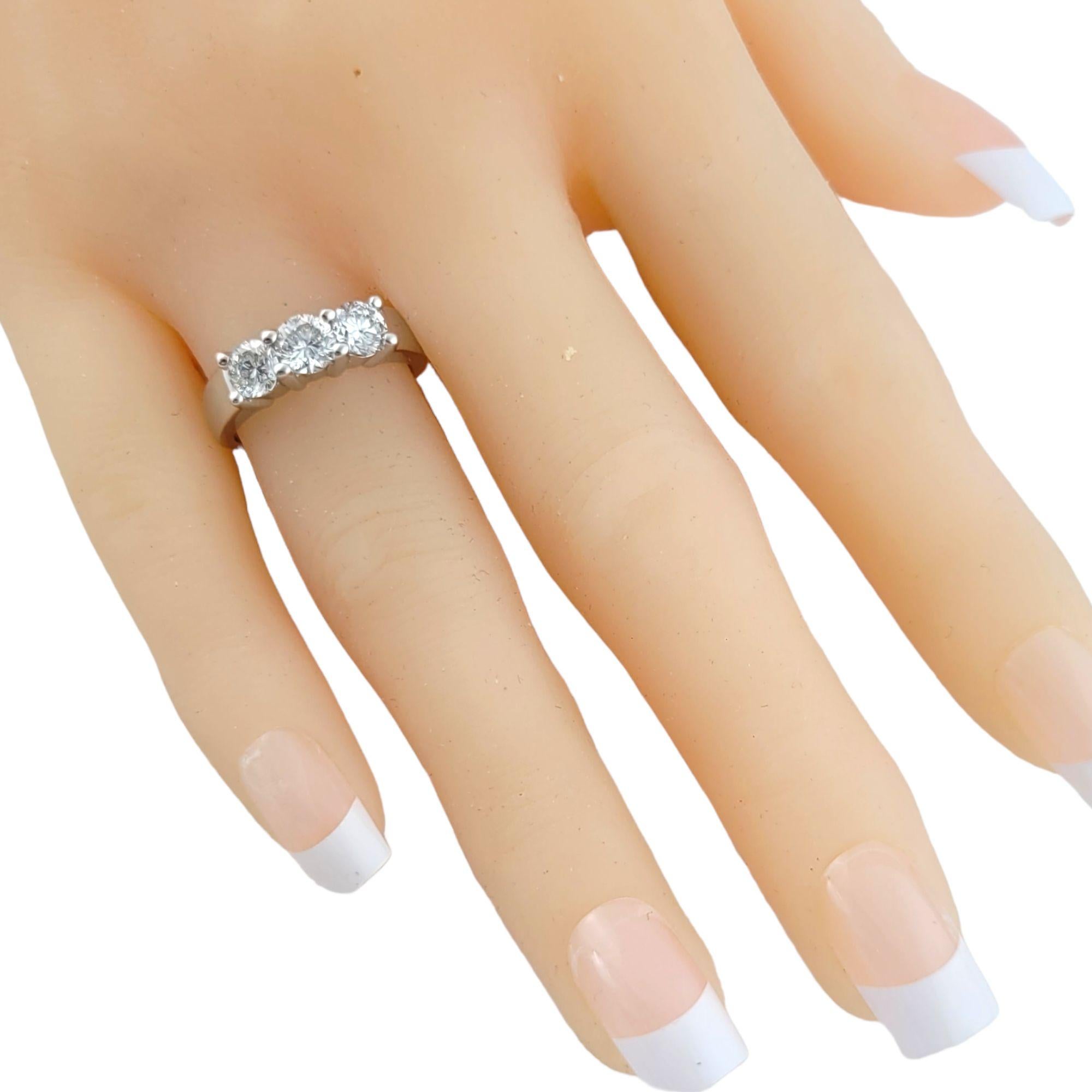 Women's 14 Karat White Gold 3 Stone Diamond Ring 1.32cts For Sale