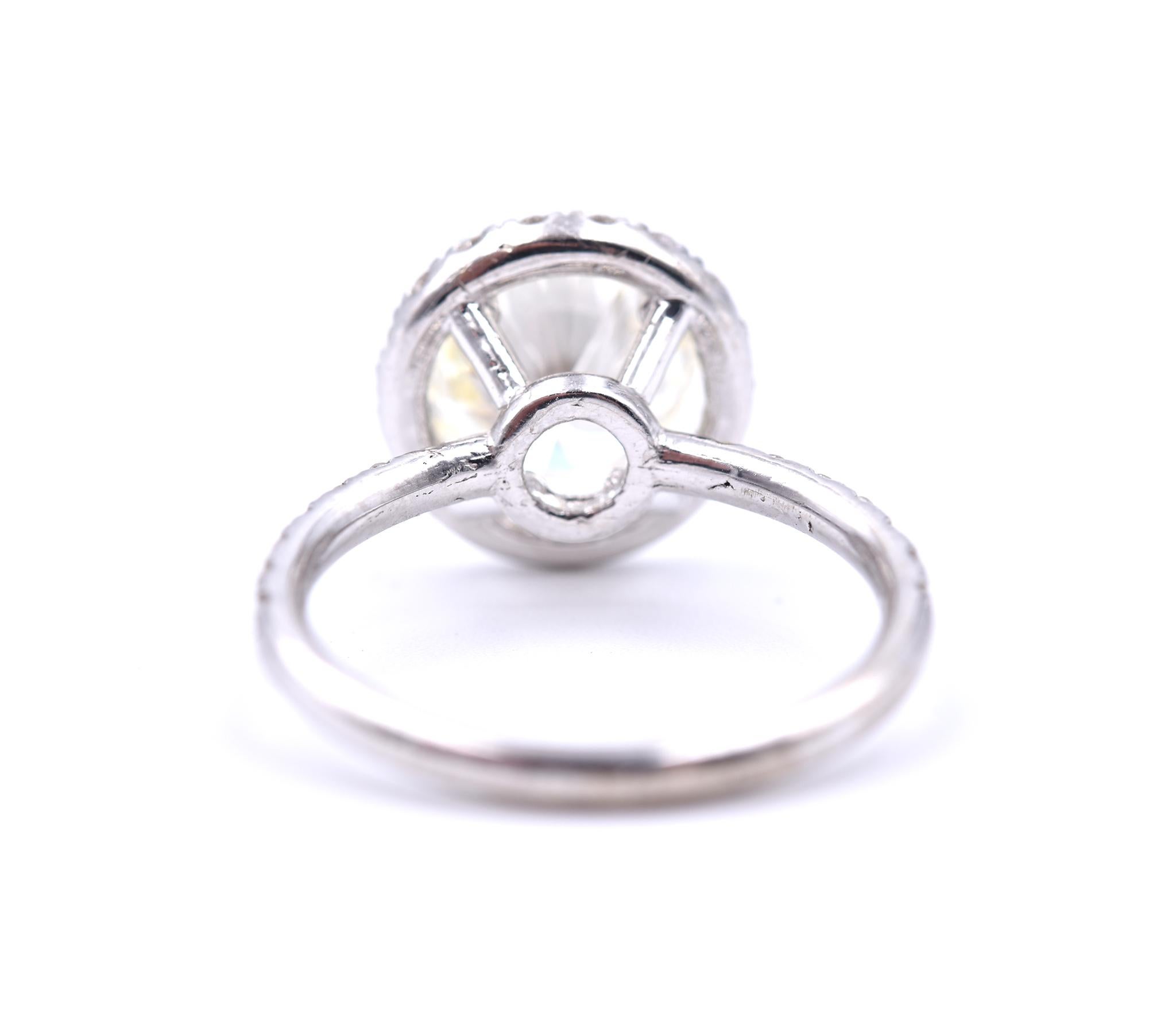 Round Cut 14 Karat White Gold 3.00 Carat Diamond Engagement Ring